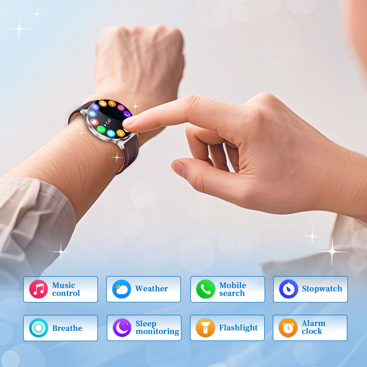 Smartwatch for Men Ultra-Thin Body with 1.75'' AMOLED Screen Triple Straps BT Calling 150+ Sports Modes