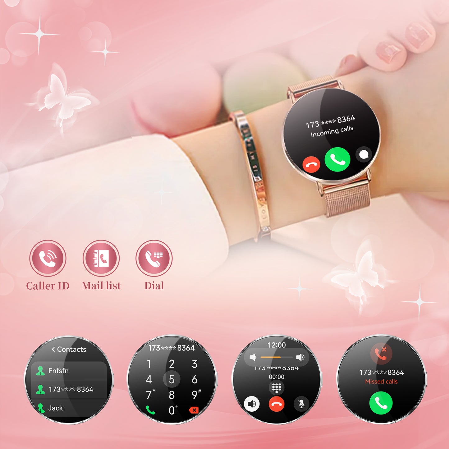 Dames Smartwatch Goud Staal - 1,32 Inch AMOLED Scherm, Ultradun Ontwerp, 3D Dynamische Interface, Fitness Tracker