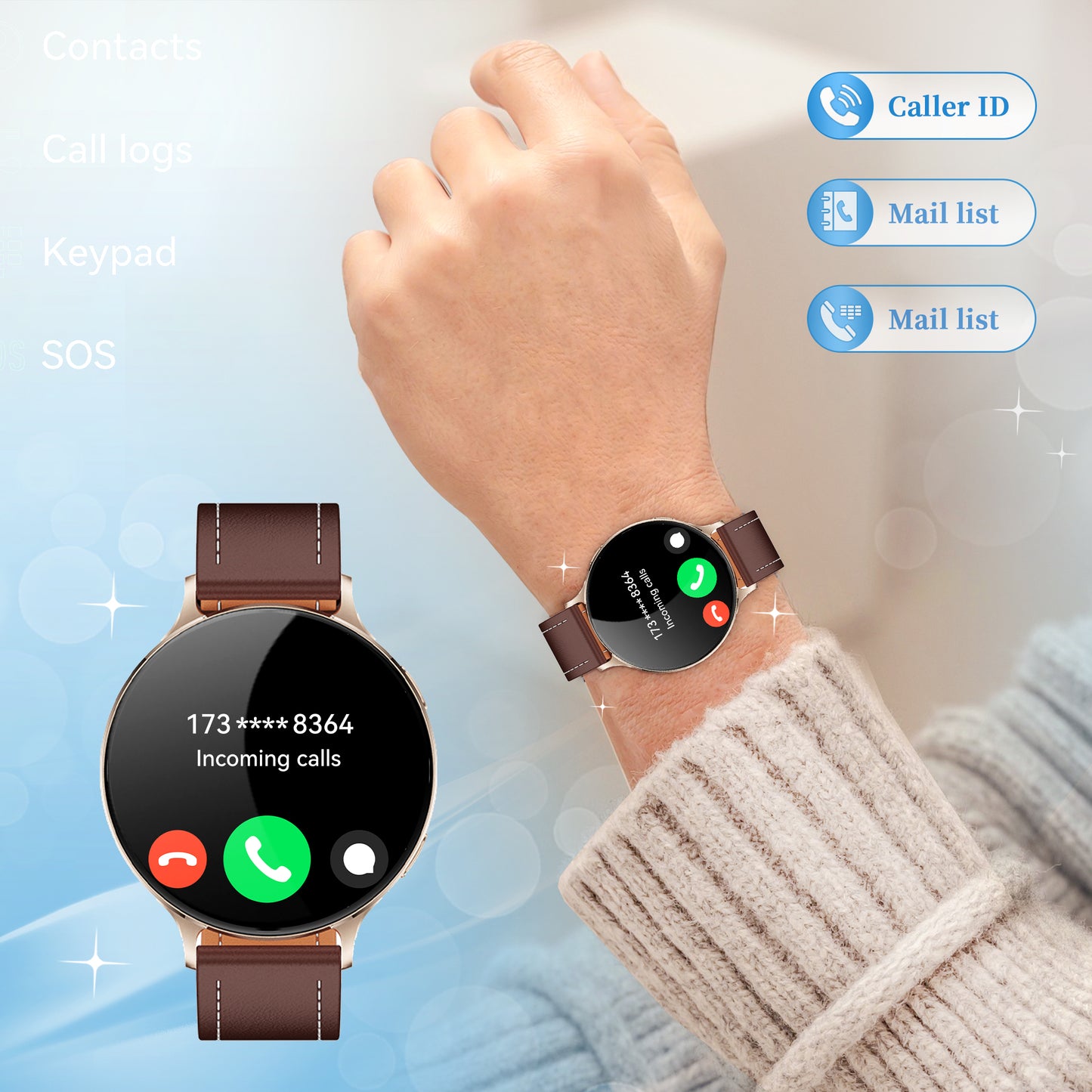 Smartwatch for Men Ultra-Thin Body with 1.75'' AMOLED Screen Triple Straps BT Calling 150+ Sports Modes