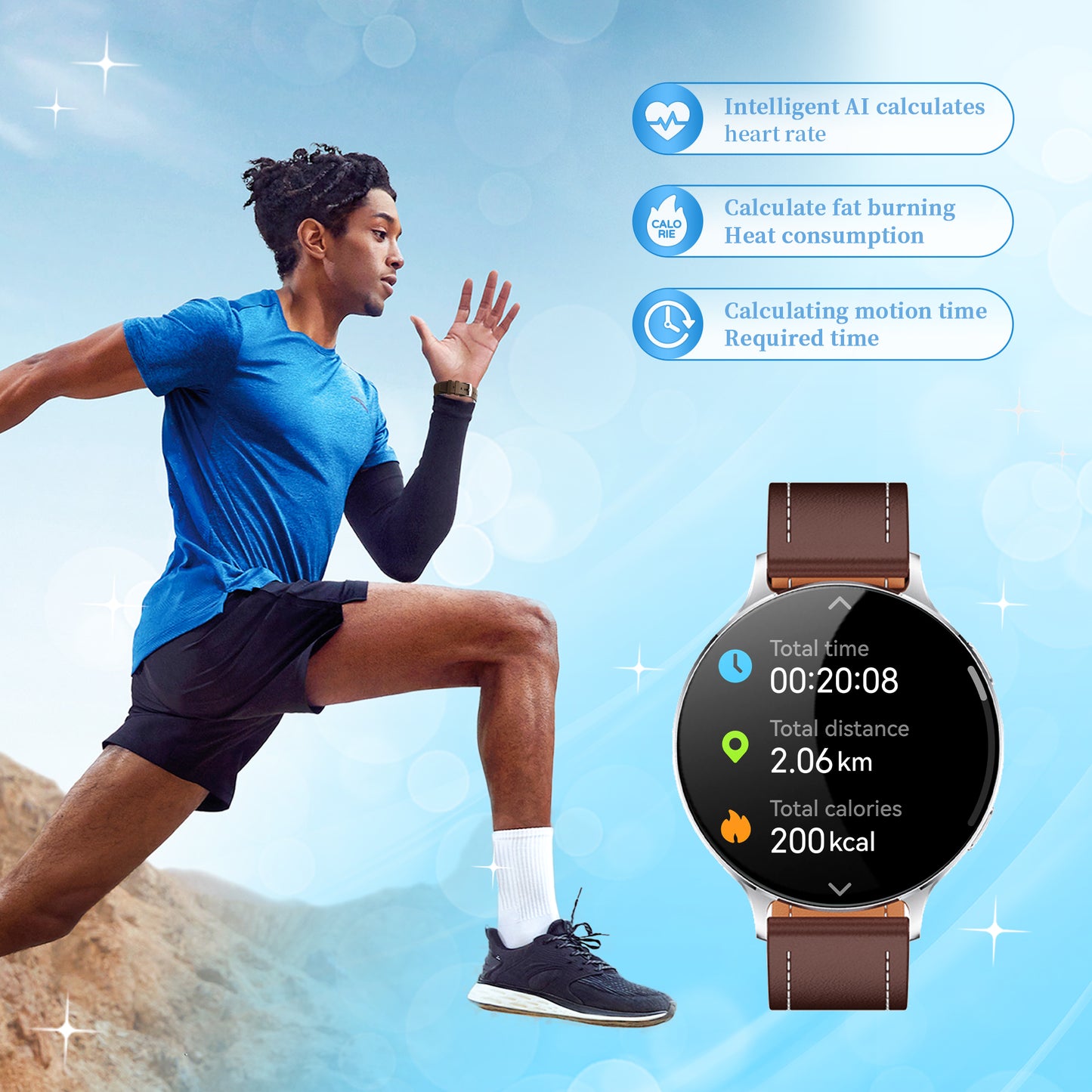 Smartwatch for Men Ultra-Thin Body with 1.75'' AMOLED Screen Triple Straps BT Calling 150+ Sports Modes