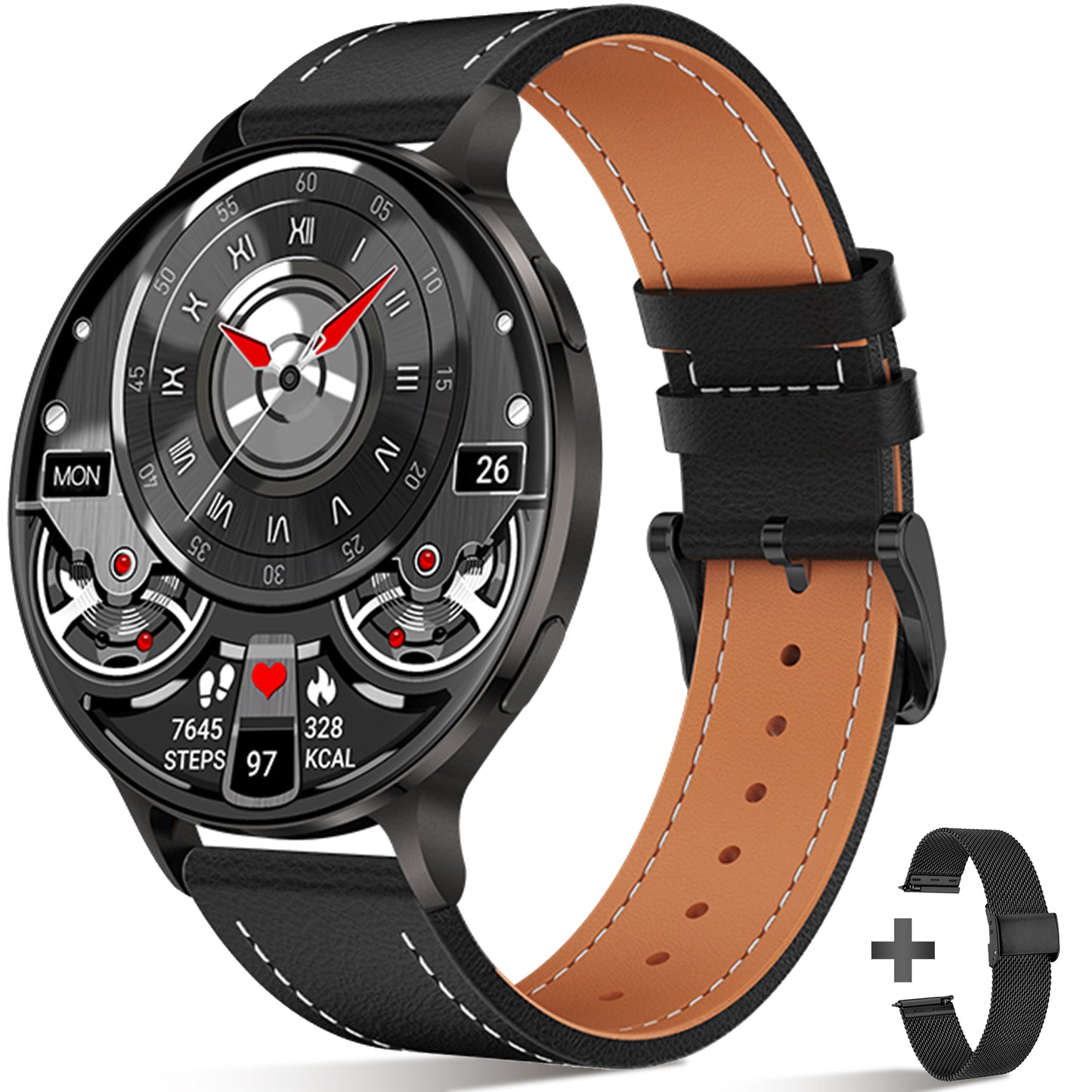 Smartwatch for Men Ultra-Thin Body with 1.75'' AMOLED Screen Triple Straps BT Calling 150+ Sports Modes